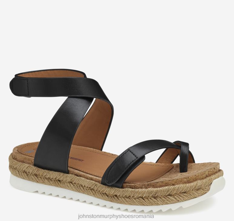 piele de vițel neagră 6FF4F1184 femei Johnston  Murphy sandale michelle cu curele la gleznă pantofi
