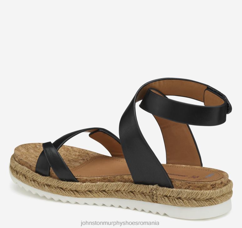 piele de vițel neagră 6FF4F1184 femei Johnston  Murphy sandale michelle cu curele la gleznă pantofi