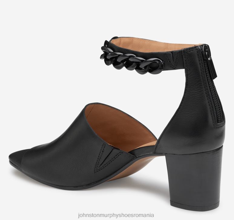 piele de vițel neagră 6FF4F1188 femei Johnston  Murphy sandală cu lanț Evelyn pantofi