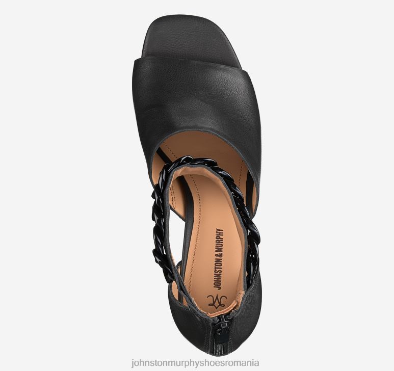 piele de vițel neagră 6FF4F1188 femei Johnston  Murphy sandală cu lanț Evelyn pantofi