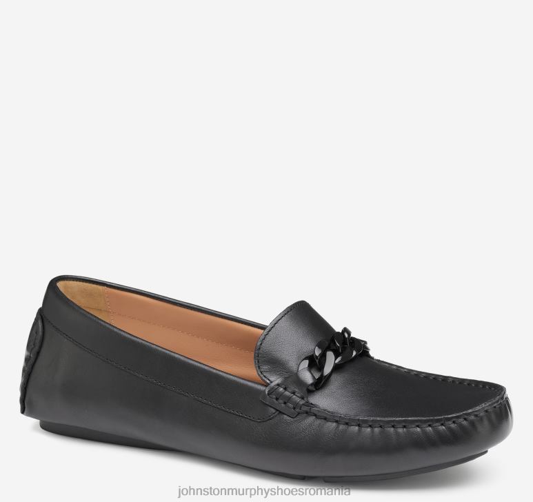 piele de vițel neagră 6FF4F1216 femei Johnston  Murphy maggie chain moc pantofi