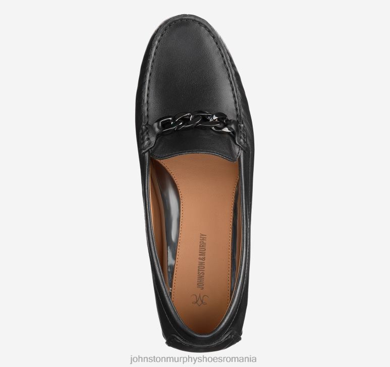piele de vițel neagră 6FF4F1216 femei Johnston  Murphy maggie chain moc pantofi