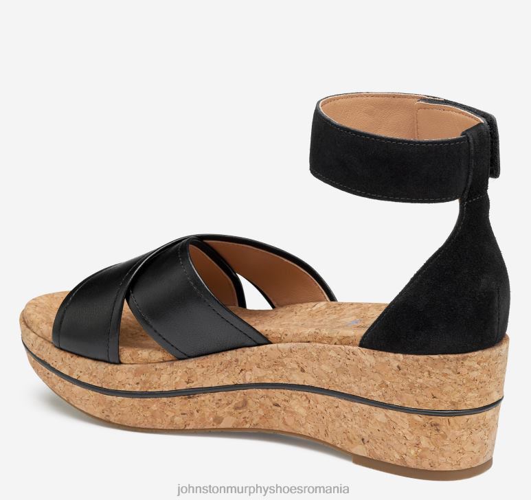 piele de vițel neagră/de piele de căprioară 6FF4F1212 femei Johnston  Murphy sandală gigi cu bandă încrucișată pantofi