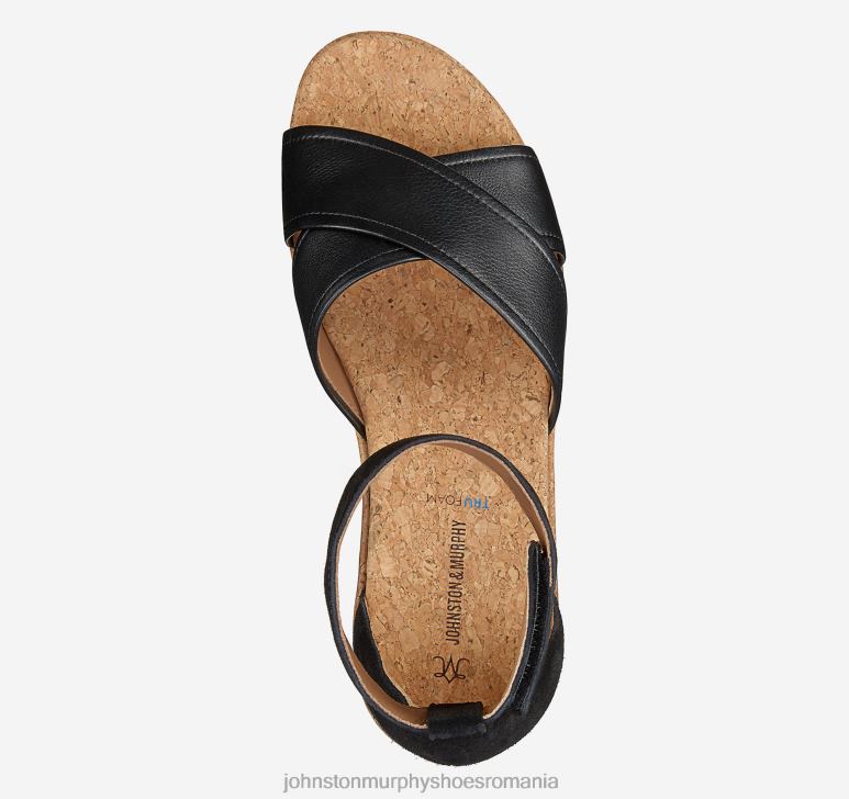 piele de vițel neagră/de piele de căprioară 6FF4F1212 femei Johnston  Murphy sandală gigi cu bandă încrucișată pantofi