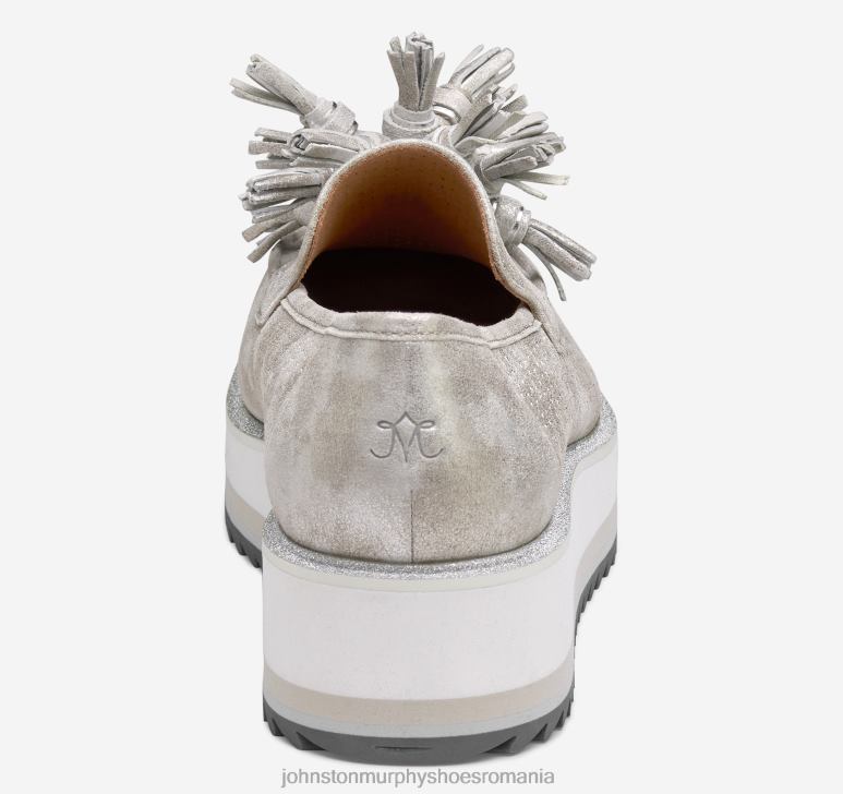 piele intoarsa argintie metalizata 6FF4F1202 femei Johnston  Murphy slip-on cu ciucuri perfed gracelyn pantofi