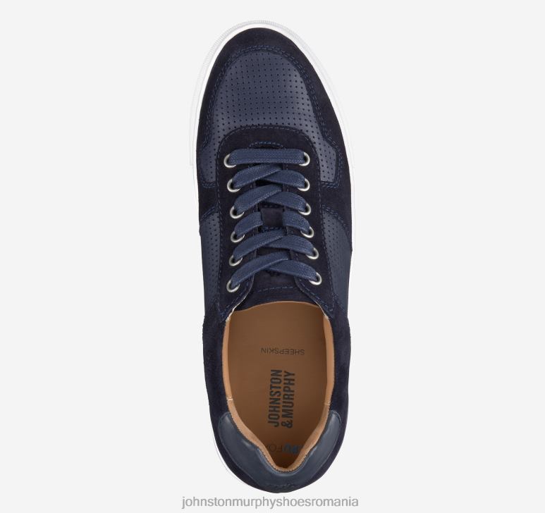 piele intoarsa bleumarin/piele de oaie spalata 6FF4F82 bărbați Johnston  Murphy bănci u-gât pantofi