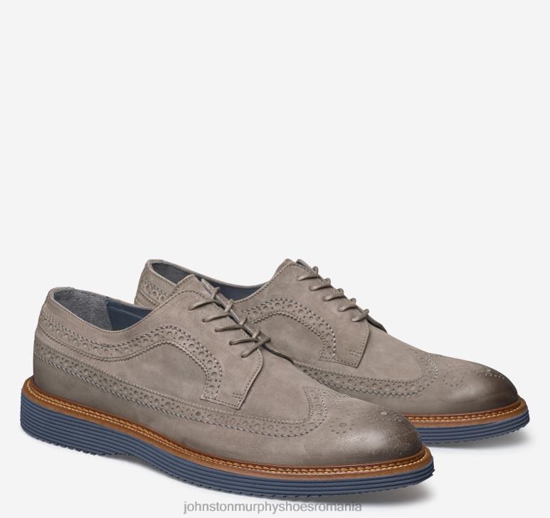piele intoarsa italiana gri 6FF4F379 bărbați Johnston  Murphy Jameson Longwing pantofi