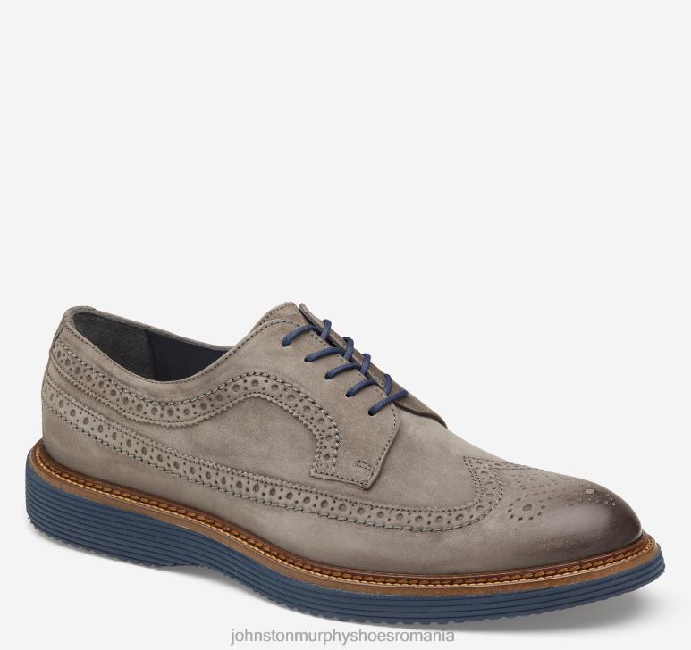 piele intoarsa italiana gri 6FF4F379 bărbați Johnston  Murphy Jameson Longwing pantofi