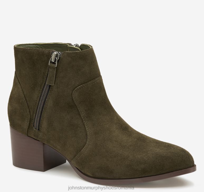 piele intoarsa masline 6FF4F1267 femei Johnston  Murphy papuc trista cu fermoar dublu pantofi