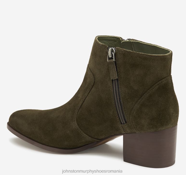 piele intoarsa masline 6FF4F1267 femei Johnston  Murphy papuc trista cu fermoar dublu pantofi