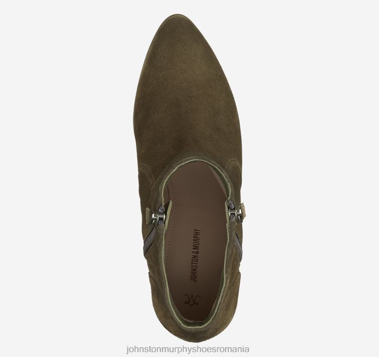 piele intoarsa masline 6FF4F1267 femei Johnston  Murphy papuc trista cu fermoar dublu pantofi