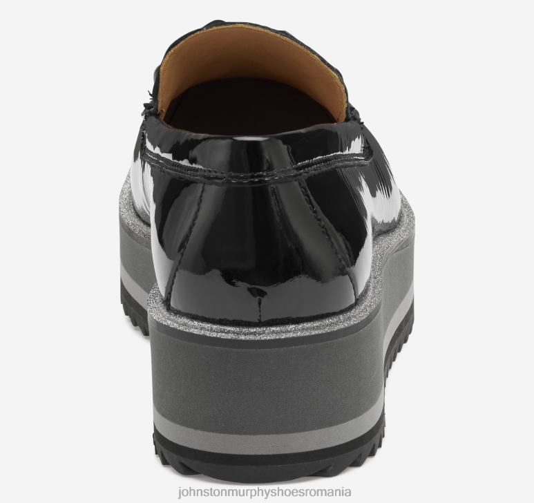 piele lacuita neagra 6FF4F1263 femei Johnston  Murphy mocasnic cu lanț gracelyn pantofi