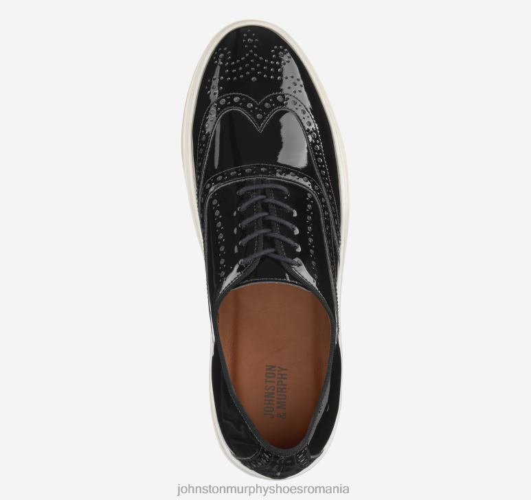 piele lacuita neagra 6FF4F331 bărbați Johnston  Murphy vârful aripii Hollins pantofi