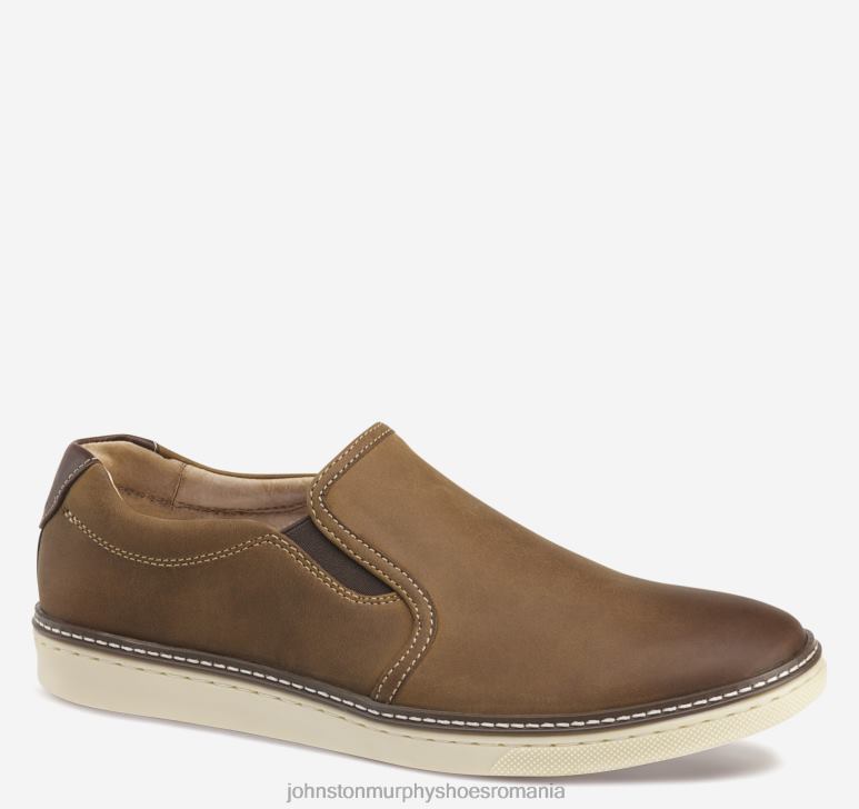piele naturală uleiată de culoare cafenie deschisă 6FF4F58 bărbați Johnston  Murphy mcguffey slip-on pantofi
