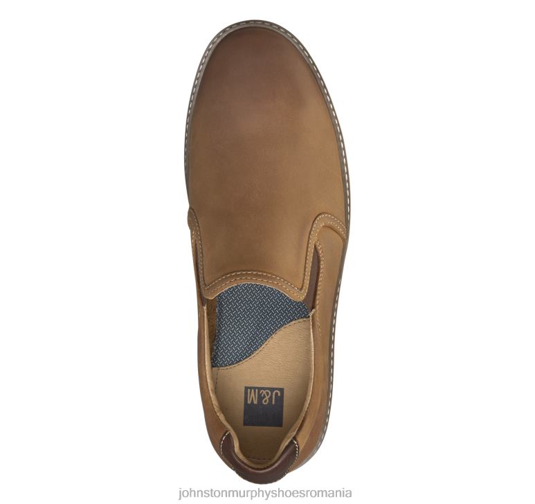 piele naturală uleiată de culoare cafenie deschisă 6FF4F58 bărbați Johnston  Murphy mcguffey slip-on pantofi