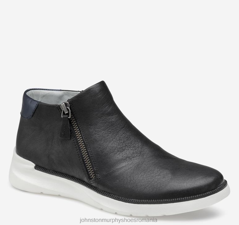 piele neagră de oaie spălată italiană 6FF4F1258 femei Johnston  Murphy ghetuț cu fermoar smeriț pantofi