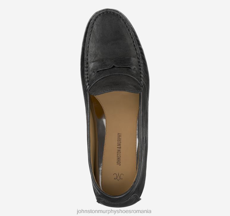 piele neagră de oaie spălată italiană 6FF4F1270 femei Johnston  Murphy maggie penny pantofi