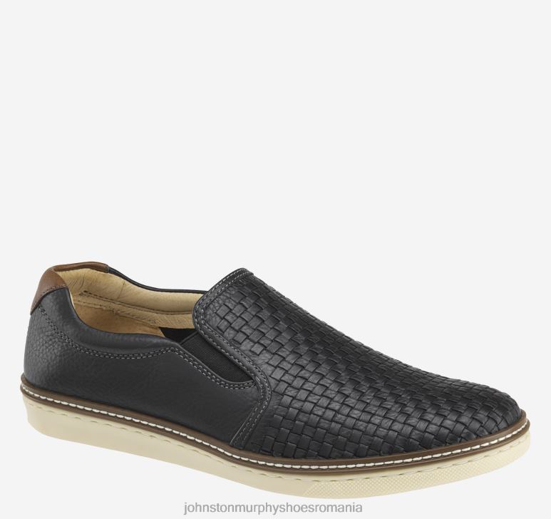 piele neagră floră 6FF4F34 bărbați Johnston  Murphy slip-on țesut mcguffey pantofi