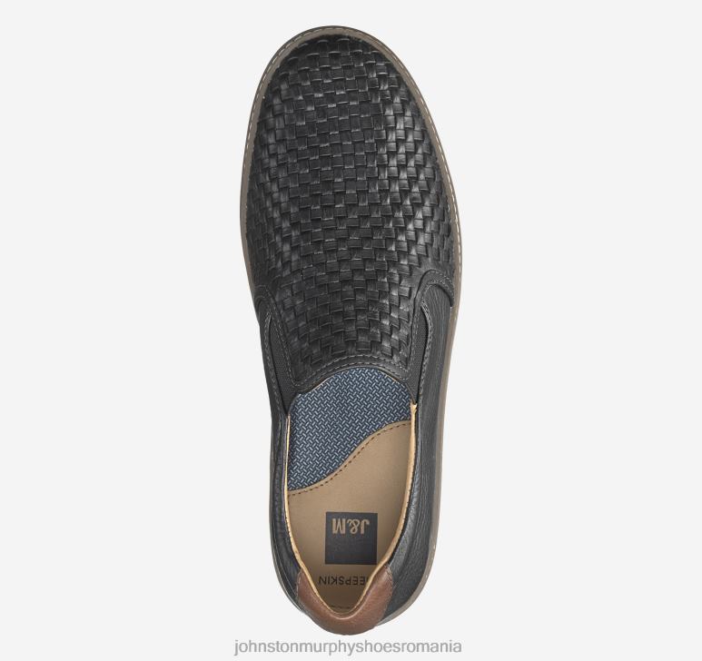 piele neagră floră 6FF4F34 bărbați Johnston  Murphy slip-on țesut mcguffey pantofi