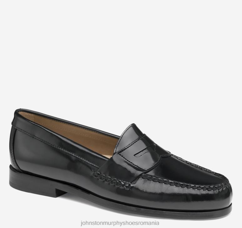 piele neagră periată 6FF4F186 bărbați Johnston  Murphy hayes penny pantofi