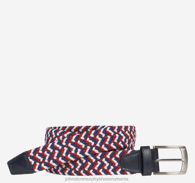 roșu/alb/albastru 6FF4F1143 bărbați Johnston  Murphy curea țesătă din tricot stretch accesorii