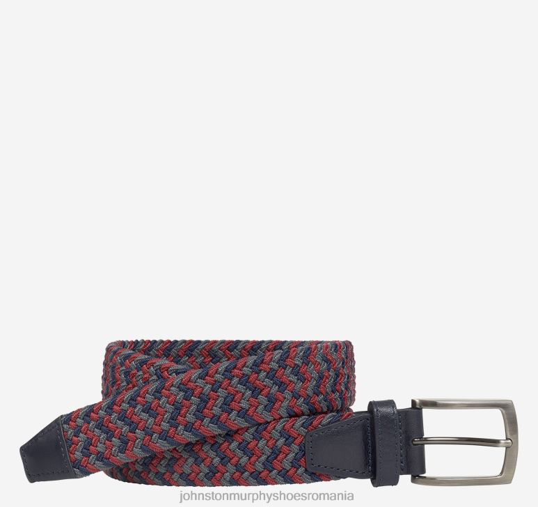 roșu/marine/gri 6FF4F1149 bărbați Johnston  Murphy curea țesătă din tricot stretch accesorii
