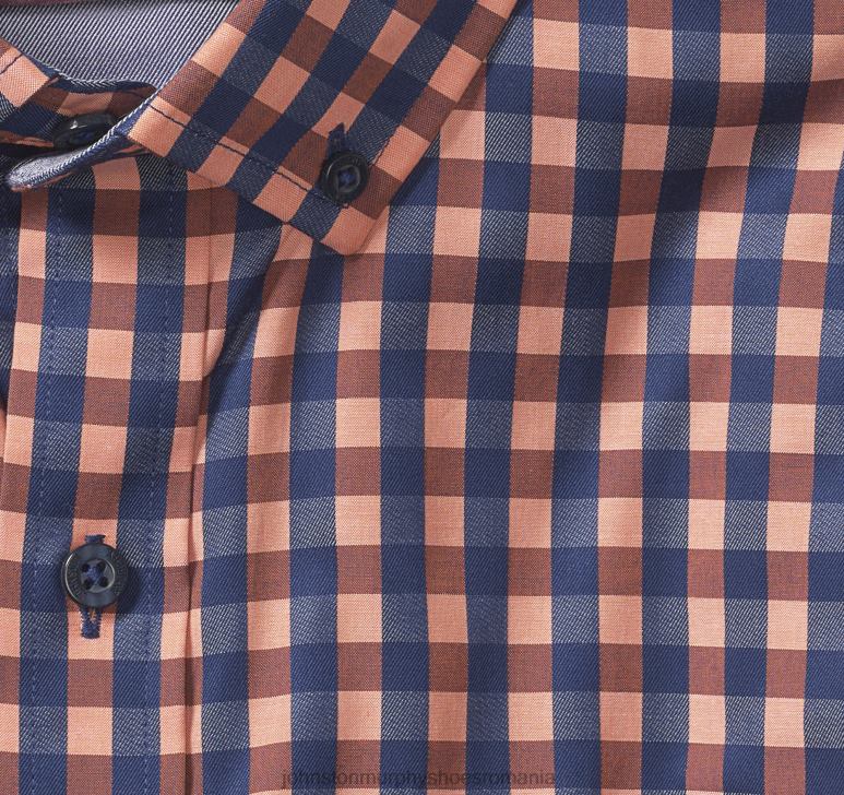 rugină/bleumarin vichy twill închis 6FF4F732 bărbați Johnston  Murphy cămașă din bumbac premium cu guler cu nasturi îmbrăcăminte