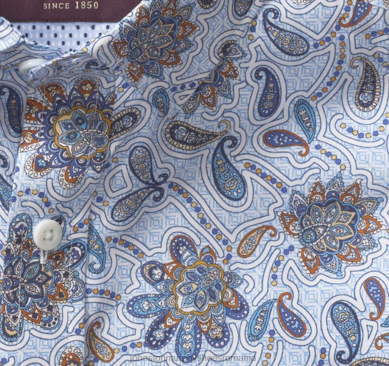 sky floral paisley 6FF4F619 bărbați Johnston  Murphy cămașă din bumbac imprimat îmbrăcăminte