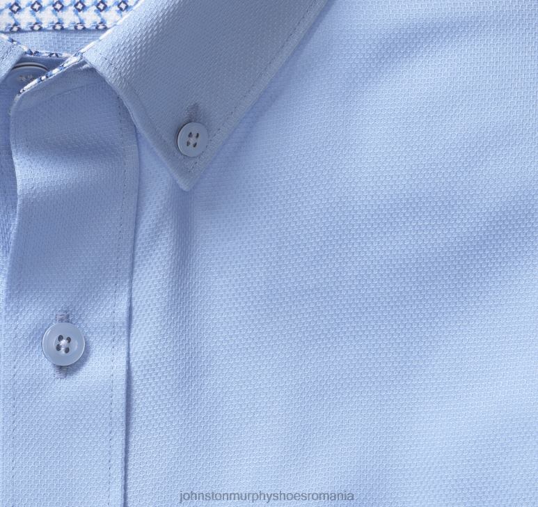 solid albastru 6FF4F509 unisex Johnston  Murphy cămașă cu mânecă scurtă din bumbac texturat îmbrăcăminte