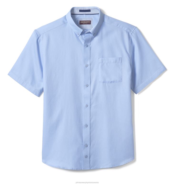 solid albastru 6FF4F509 unisex Johnston  Murphy cămașă cu mânecă scurtă din bumbac texturat îmbrăcăminte