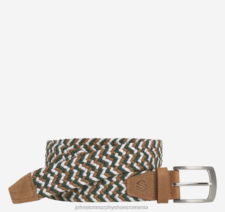 verde/maro/alb 6FF4F1150 bărbați Johnston  Murphy curea țesătă din tricot stretch accesorii